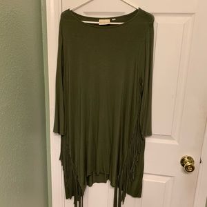 Winter Lennon Olive green fringe dress